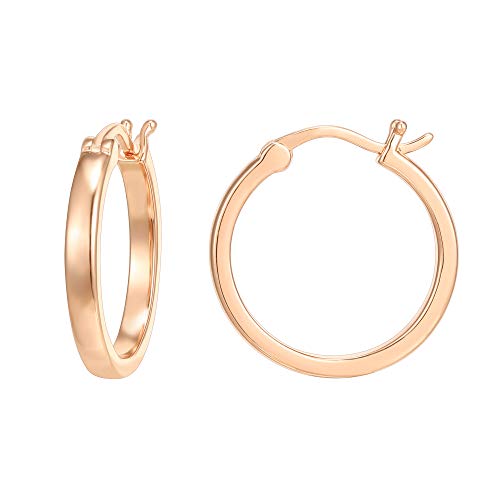 PAVOI 18K gold plated 925 sterling silver post lightweight hoops